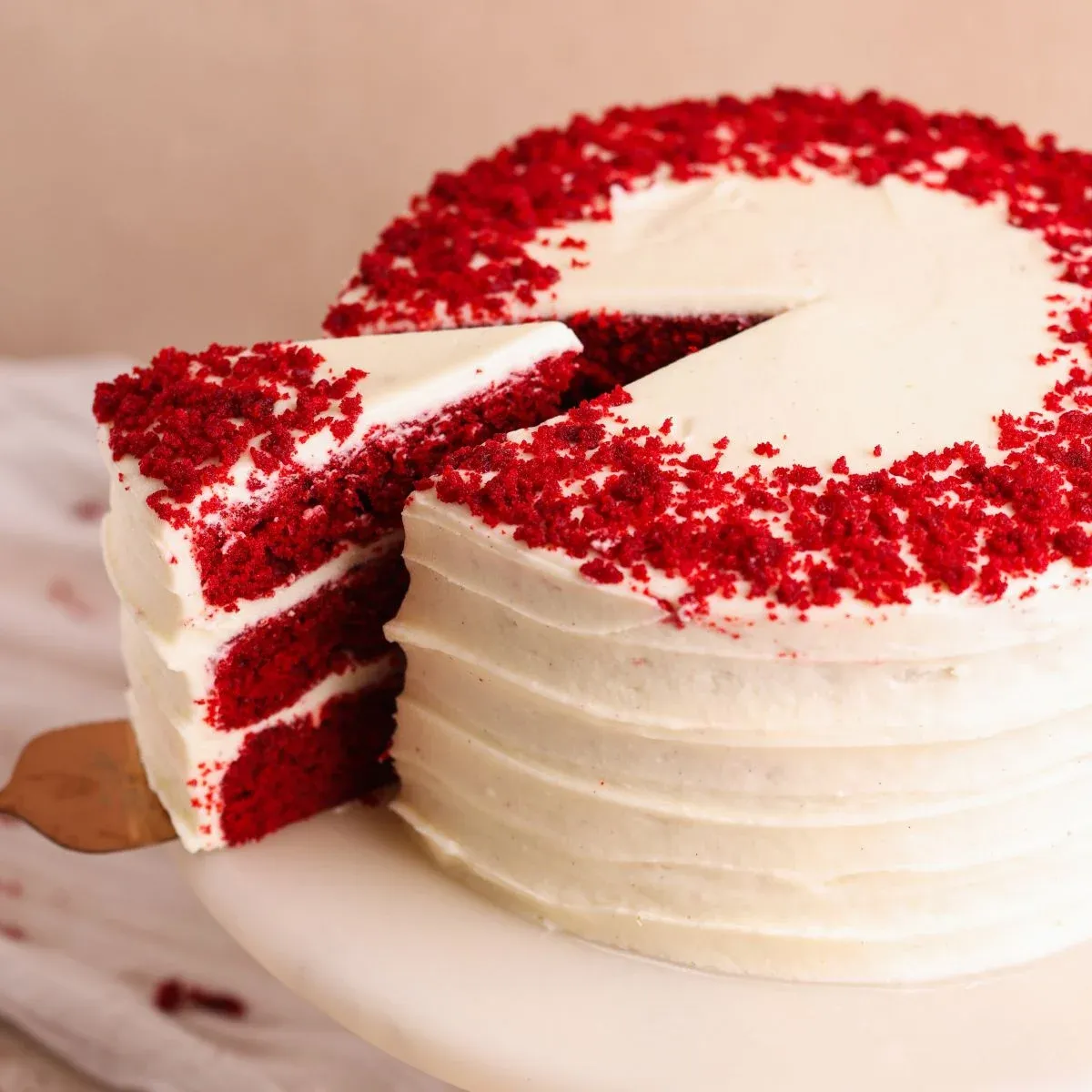 Red velvet layer cake with cream cheese frosting at Fluff and Crunch Warman