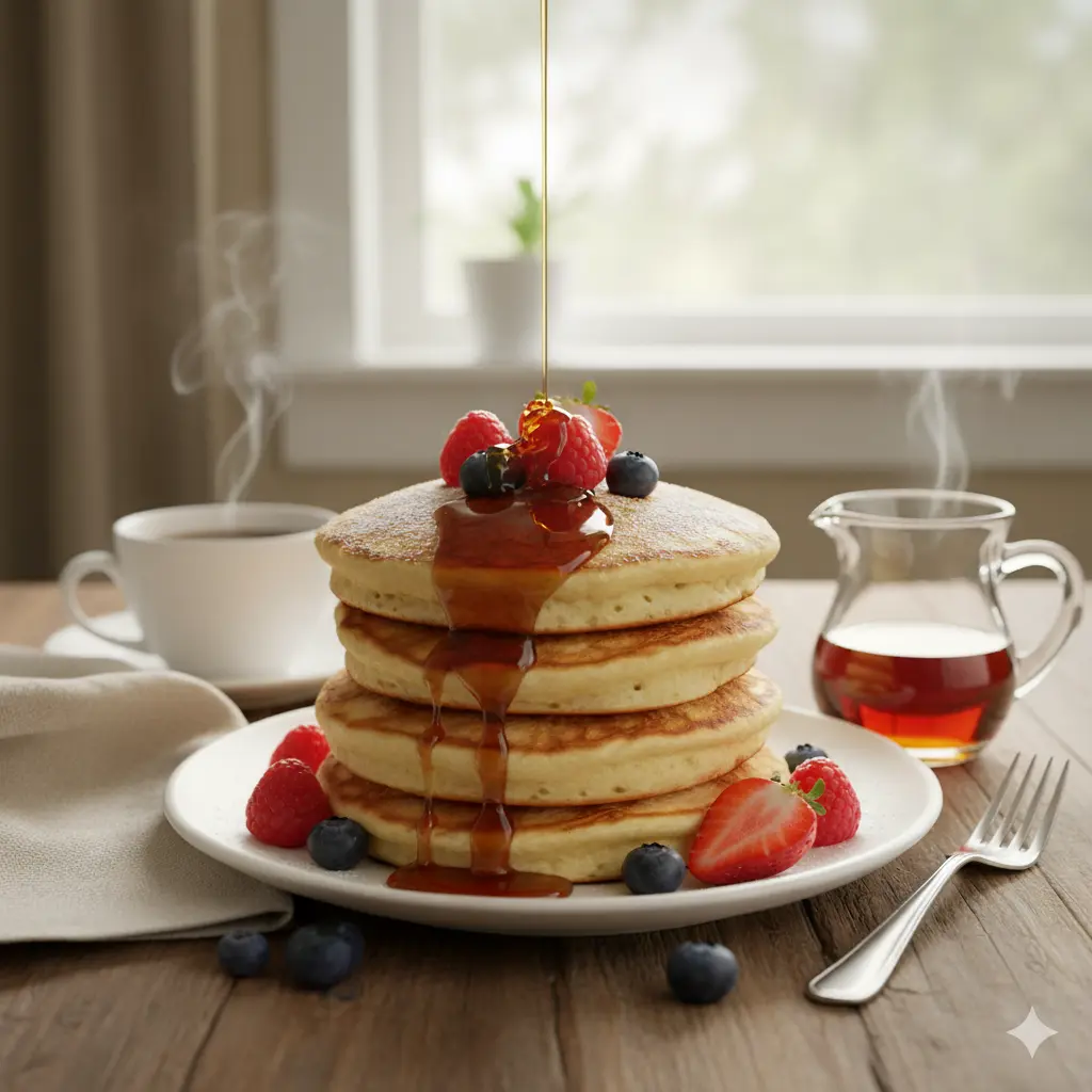 Morning Fluffs - signature fluffy pancakes at Fluff and Crunch in Warman, SK